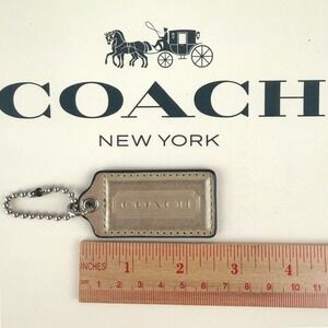 Vintage COACH Purse Hang Tag Charm Gold Metallic Foil Sparkle Leather 2.5"